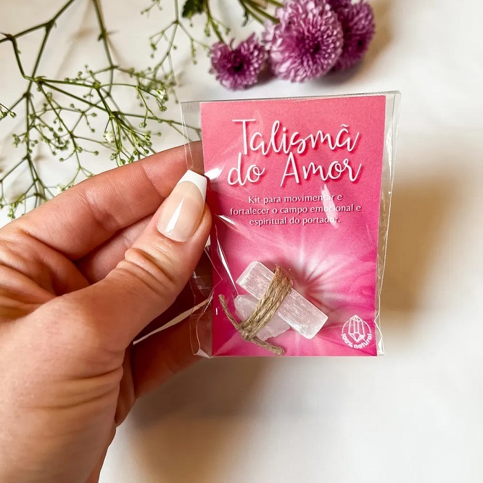 Talismã do Amor- Selenita branca e Quartzo rosa